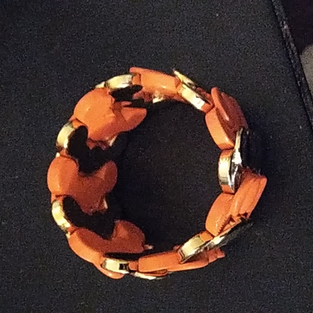 Orange and gold color 1 1/2 in stretch bracelet